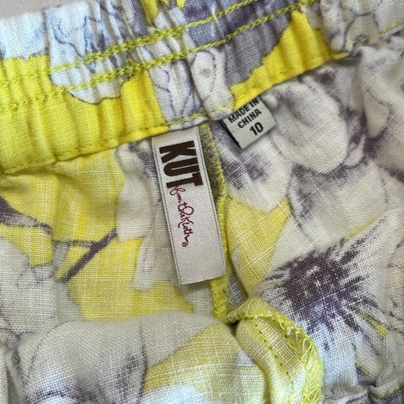 Linen Shorts • Yellow & Gray • Size 10 • KUT from the Kloth Jansen - Picture 2 of 10